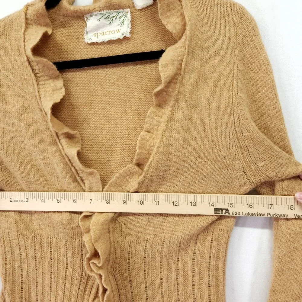 Anthropologie Sparrow Duster Cardigan Lambswool Angora Blend Beige Size Medium - Picture 4 of 14